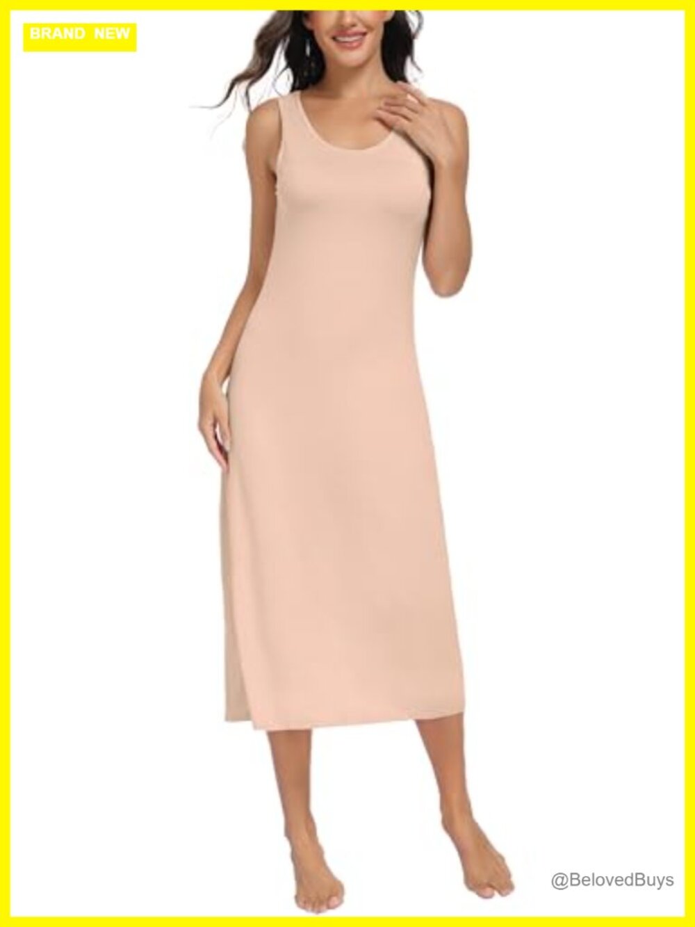 Lovasy Full Slip Tank Top Dress Wide Straps Modal Sleeveless Nightgown